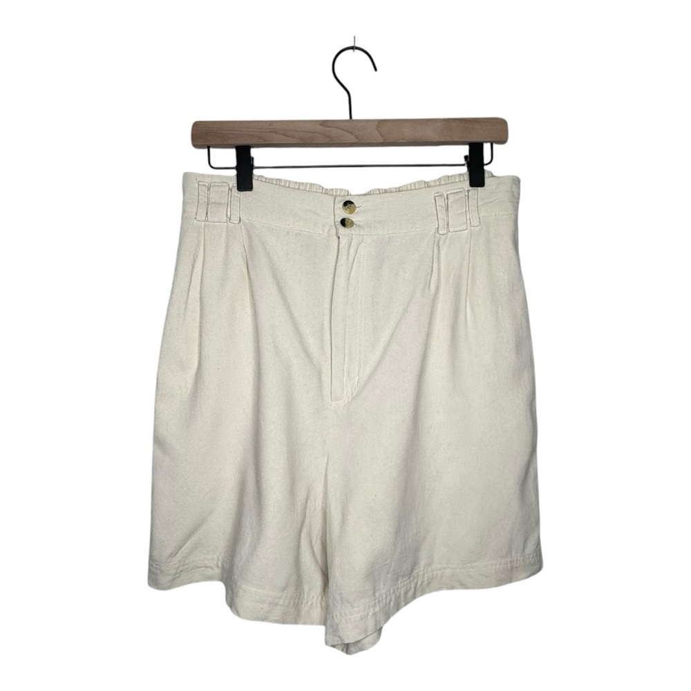 Vintage 220 Hickory 100% Silk Cream High Rise Pleated Shorts Size Medium